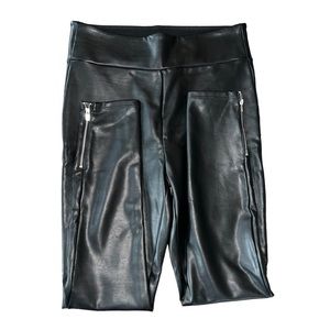 Abercrombie Fitch Black Faux Leather High Waisted Zip Ankle Leggings Women Small